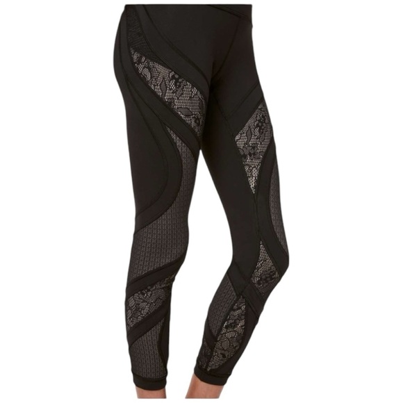 Lululemon Wunder Train Hi Rise Lace Trim Leggings Size 2 Black Women’s NWOT - Picture 7 of 9